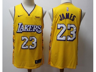Nike Los Angeles Lakers #23 LeBron James 2019-20 Jersey Yellow City