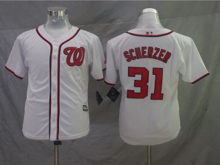 Youth Washington Nationals 31 Max Scherzer Cool Base Jersey White