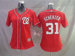 Woman Washington Nationals 31 Max Scherzer Cool Base Jersey Red