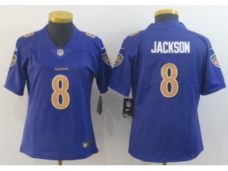 Youth Baltimore Ravens #8 Lamar Jackson Color Rush Limited Jersey Purple