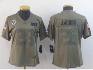 Woman Oakland Raiders #28 Josh Jacobs 2019 Salute to Service Limited Jersey Olive
