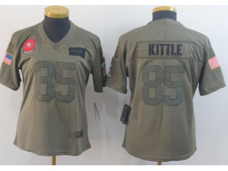 Woman San Francisco 49ers #85 George Kittle 2019 Salute to Service Limited Jersey Olive