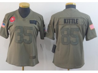 Woman San Francisco 49ers #85 George Kittle 2019 Salute to Service Limited Jersey Olive 