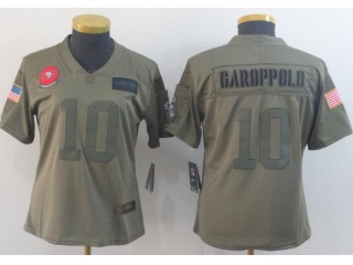 Woman San Francisco 49ers #10 Jimmy Garoppolo 2019 Salute to Service Limited Jersey Olive