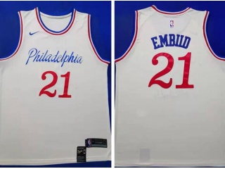 Nike Philadelphia 76ers #21 Joel Embiid 2019-20 City Jersey Cream 