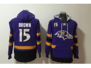 Baltimore Ravens #15 Marquise Brown Hoodie Purple
