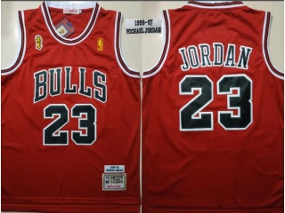 Chicago Bulls #23 Michael Jordan 1996-97 Throwback With Championship Patch Jersey Red