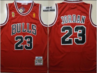 Chicago Bulls #23 Michael Jordan 1996-97 Throwback With Championship Patch Jersey Red 