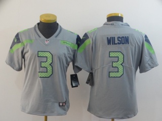 Women Seattle Seahawks 3 Russell Wilson Limited Jersey Gray