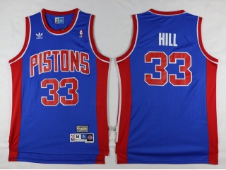 Detroit Pistons 33 Grant Hill Throwback Basketball Jersey Blue