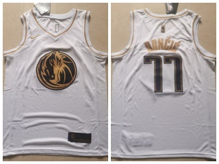 Nike Dallas Mavericks 77 Luka Doncic Basketball Jersey White Golden