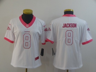 Woman Baltimore Ravens 8 Lamar Jackson Vapor Limited Jersey White/Pink