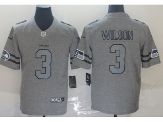 Seattle Seahawks #3 Russell Wilson Team Logos Limited Jersey Gray