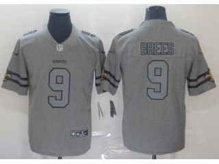 New Orleans Saints #9 Drew Brees Team Logos Limited Jersey Gray
