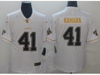 New Orleans Saints #41 Alvin Kamara Edition 100th Season Jersey White Golden 