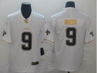 New Orleans Saints #9 Drew Brees Edition 100th Season Jersey White Golden