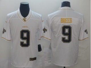 New Orleans Saints #9 Drew Brees Edition 100th Season Jersey White Golden 