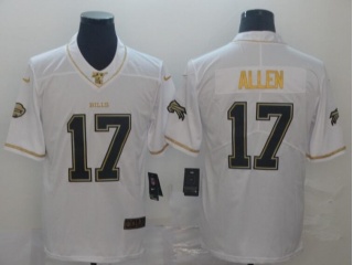 Buffalo Bills #17 Josh Allen Edition 100th Season Jersey White Golden