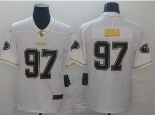 San Francisco 49ers #97 Nick Bosa Edition 100th Season Jersey White Golden