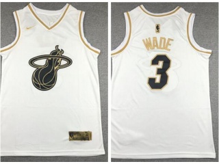 Nike Miami Heat #3 Dwyane Wade Jersey White Golden