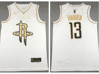 Nike Houston Rockets #13 James Harden Jersey White Golden