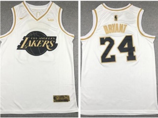 Nike Los Angeles Lakers 24 Kobe Bryant White Golden Jersey White Golden