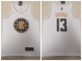 Nike Los Angeles Clippers 13 Paul George Jersey White Golden