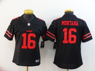 Women San Francisco 49ers 16 Joe Montana Football Jersey Black
