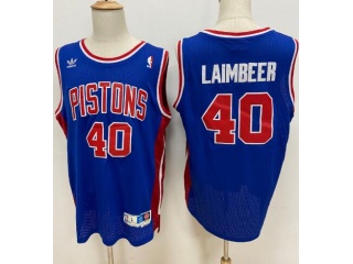 Detroit Pistons 40 Bill Laimbeer Throwback Basketball Jersey Blue