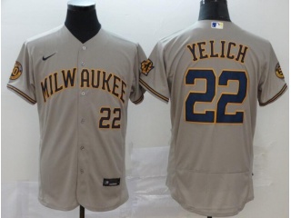 Nike Milwaukee Brewers #22 Christian Yelich FlexBase Jersey Grey