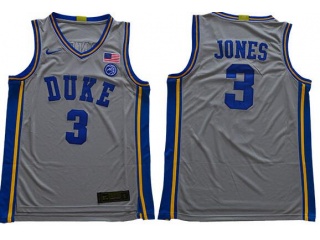 Duke Blue Devils #3 Tre Jones Jersey Grey