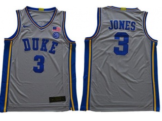 Duke Blue Devils #3 Tre Jones Jersey Grey 