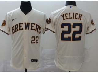 Nike Milwaukee Brewers #22 Christian Yelich FlexBase Jersey Cream