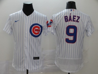 Nike Chicago Cubs 9 Javier Baez Jersey White Pinstripes