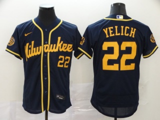 Nike Milwaukee Brewers 22 Christian Yelich Jersey Navy Blue