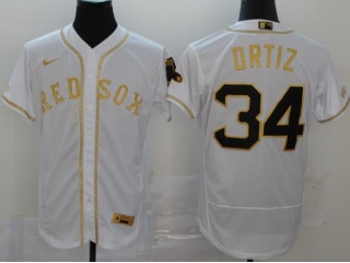Nike Boston Red Sox #34 David Ortiz Flexbase Jersey White With Gold Name