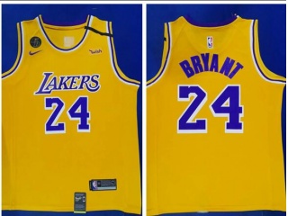Nike Los Angeles Lakers #24 Kobe Bryant Gold with KB Patch Jersey