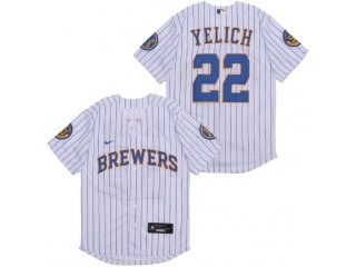 Nike Milwaukee Brewers #22 Christian Yelich Cool Base Jersey White