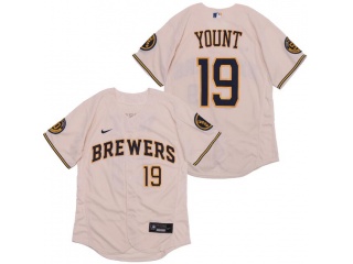 Nike Milwaukee Brewers #19 Robin Yount Flexbase Jersey Cream