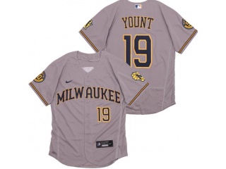 Nike Milwaukee Brewers #19 Robin Yount Flexbase Jersey Grey