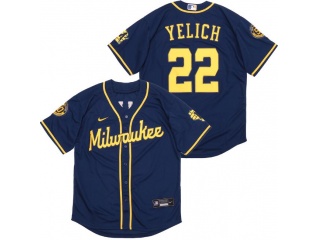 Nike Milwaukee Brewers #22 Christian Yelich Cool Base Jersey Blue
