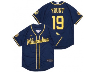 Nike Milwaukee Brewers #19 Robin Yount Cool Base Jersey Blue