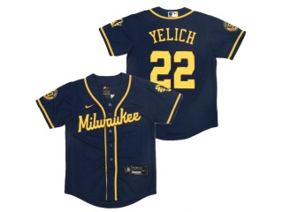 Youth Nike Milwaukee Brewers #22 Christian Yelich Cool Base Jersey Blue