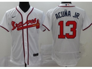 Nike Atlanta Braves #13 Ronald Acuna Jr.Flexbase Jersey White 