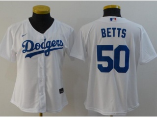 Woman Nike Los Angeles Dodgers #50 Mookie Betts Jersey White