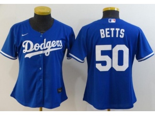 Woman Nike Los Angeles Dodgers #50 Mookie Betts Jersey Blue
