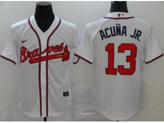 Nike Atlanta Braves #13 Ronald Acuna Jr.Cool Base Jersey White