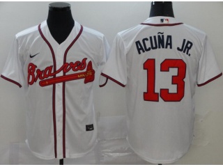 Nike Atlanta Braves #13 Ronald Acuna Jr.Cool Base Jersey White 