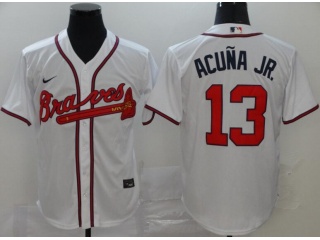 Nike Atlanta Braves #13 Ronald Acuna Jr.Cool Base Jersey White 