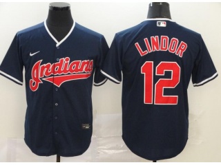 Nike Cleveland Indians #12 Francisco Lindor Cool Base Jersey Blue